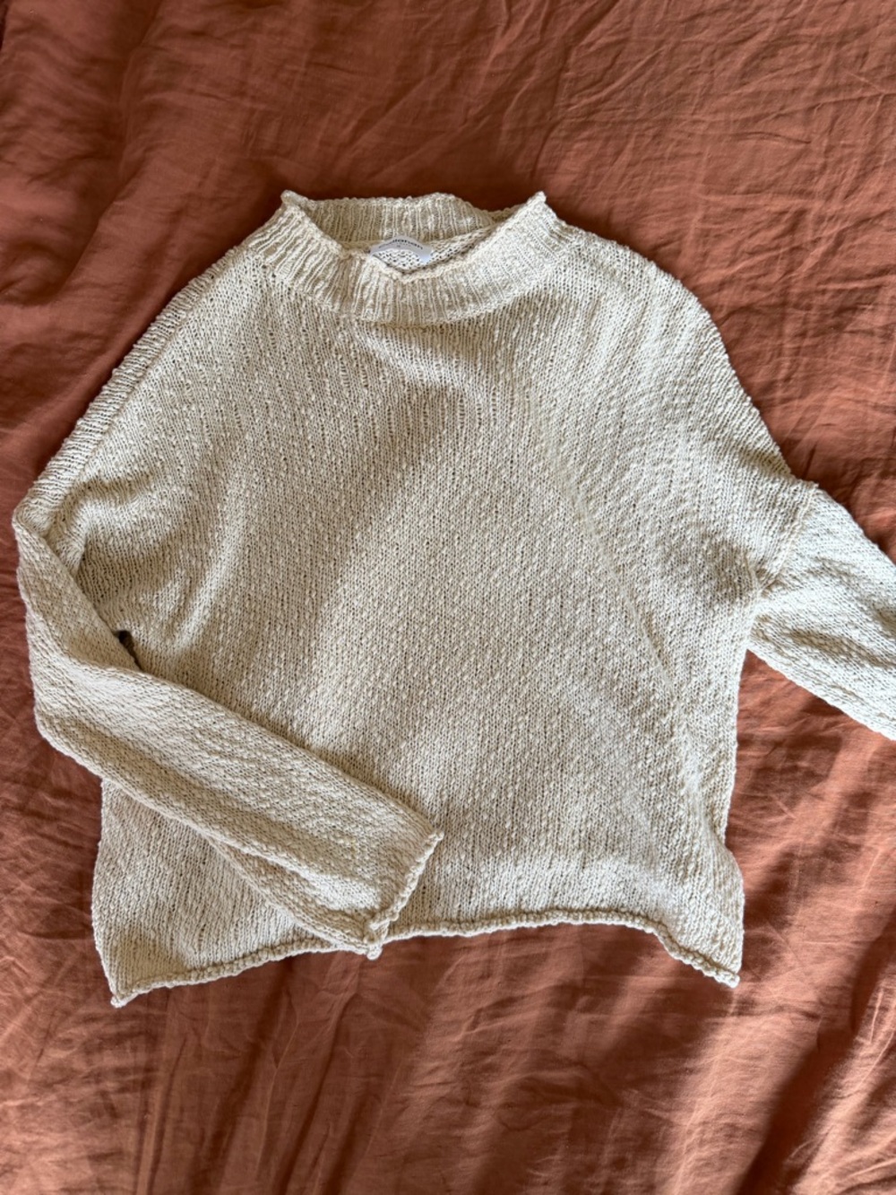 Callahan Cream Mock Neck Lightweight Pullover